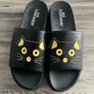 Koi cat face slide platform sandals vegan